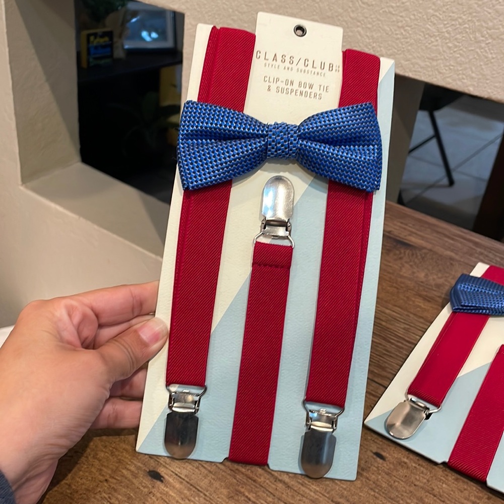 Boys Class club Clip-On Bow Tie and Suspender combo